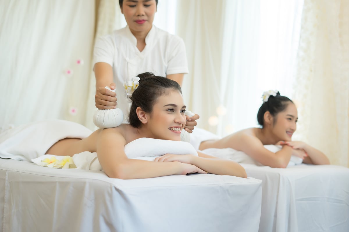 Women Enjoy Relaxing Massage at Spa